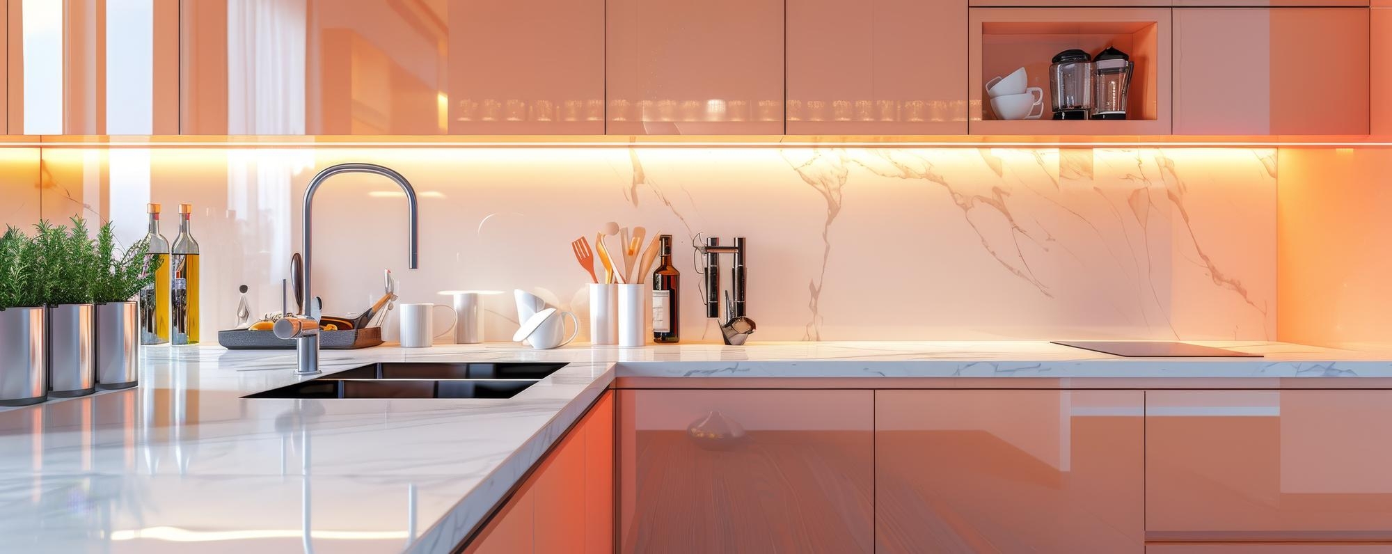 Panouri sticlă bucătărie: cum influențează lumina, culorile și finisajele aspectul final