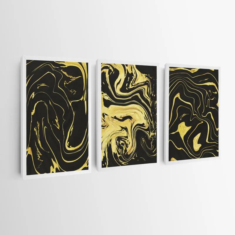 Tablou Multicanvas Abstract Gold Lines mockup 0
