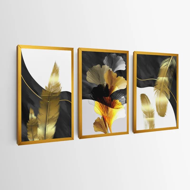 Tablou Multicanvas Golden Feathers mockup 0