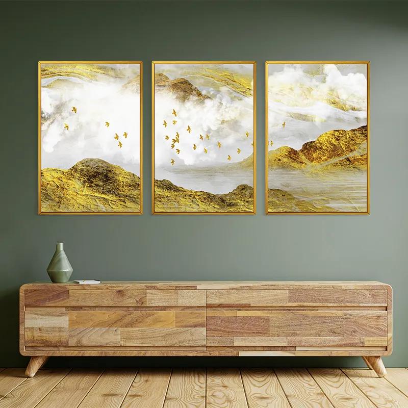 Tablou Multicanvas Gold Mountain Set mockup 2