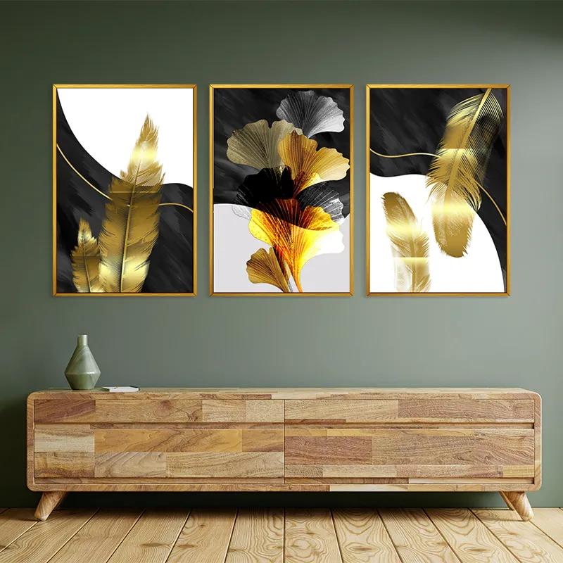 Tablou Multicanvas Golden Feathers mockup 2