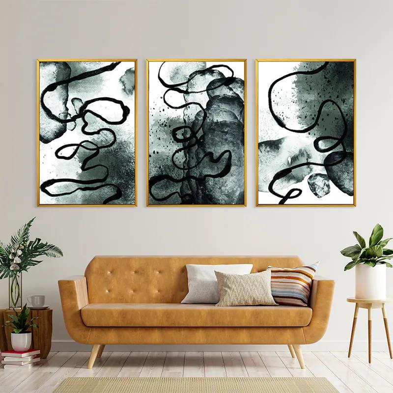 Tablou Multicanvas Black Linesrt mockup 4