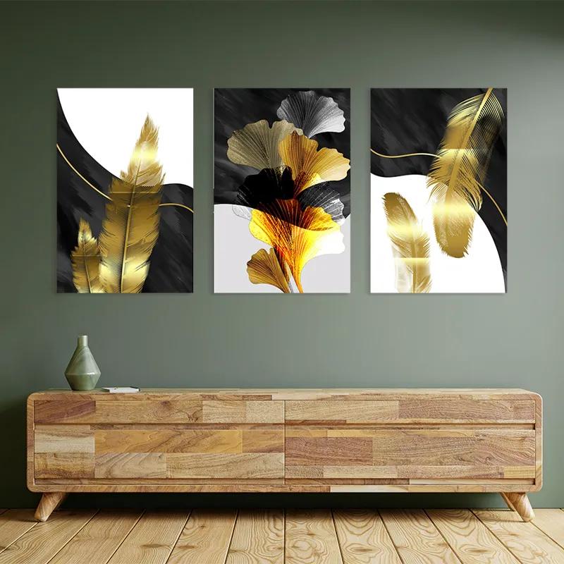 Tablou Multicanvas Golden Feathers mockup 2