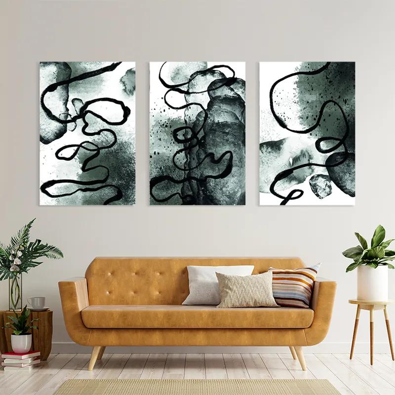 Tablou Multicanvas Black Linesrt mockup 4