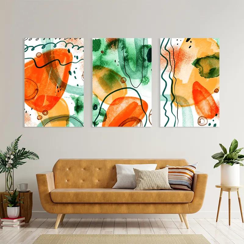 Tablou Multicanvas Orange Green Set mockup 4