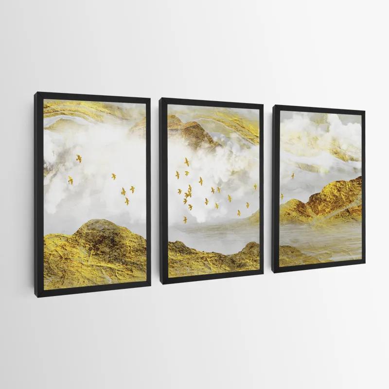 Tablou Multicanvas Gold Mountain Set mockup 0
