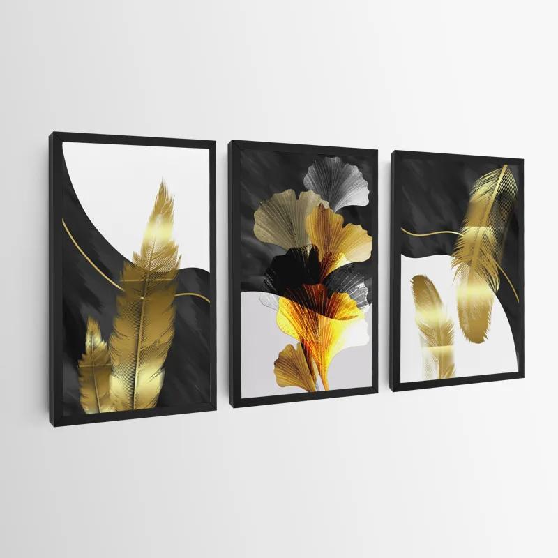 Tablou Multicanvas Golden Feathers mockup 0