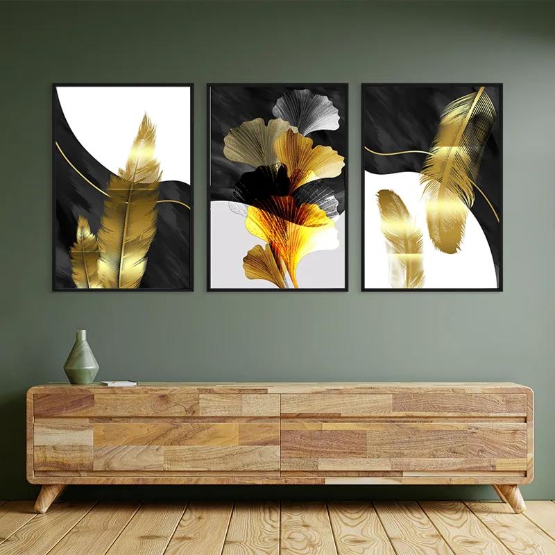 Tablou Multicanvas Golden Feathers mockup 2