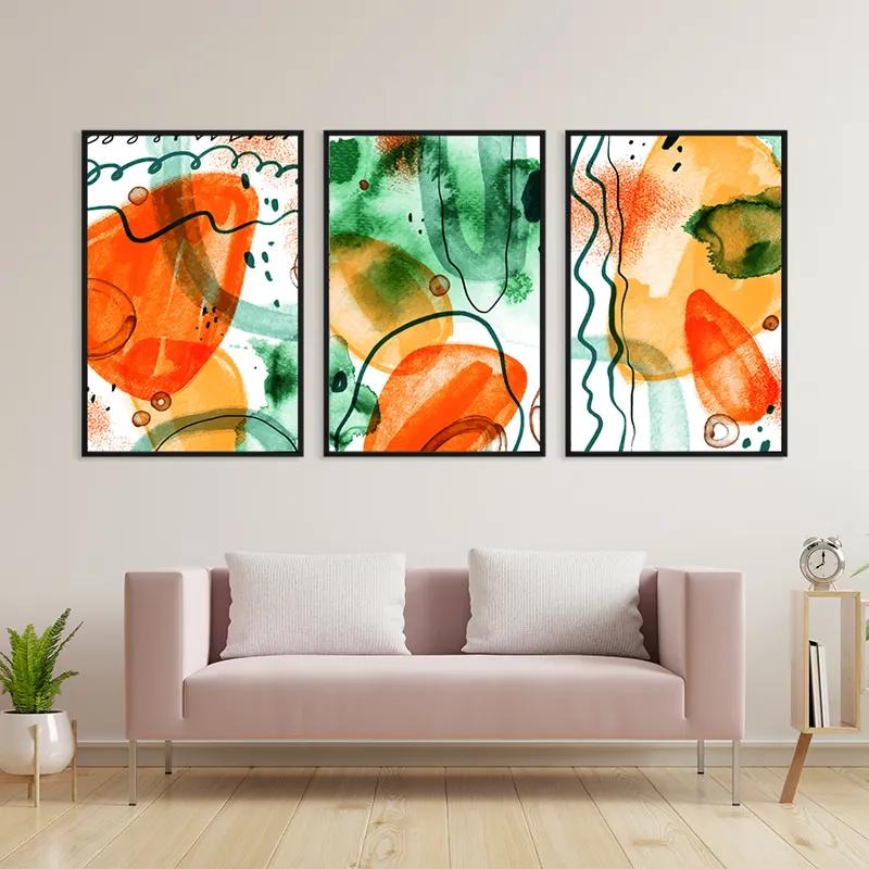 Tablou Multicanvas Orange Green Set mockup 3