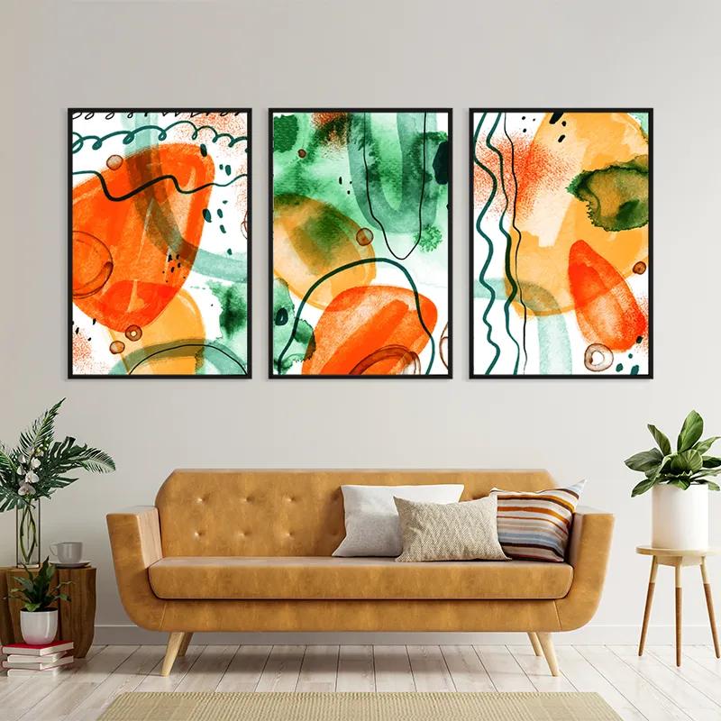 Tablou Multicanvas Orange Green Set mockup 4