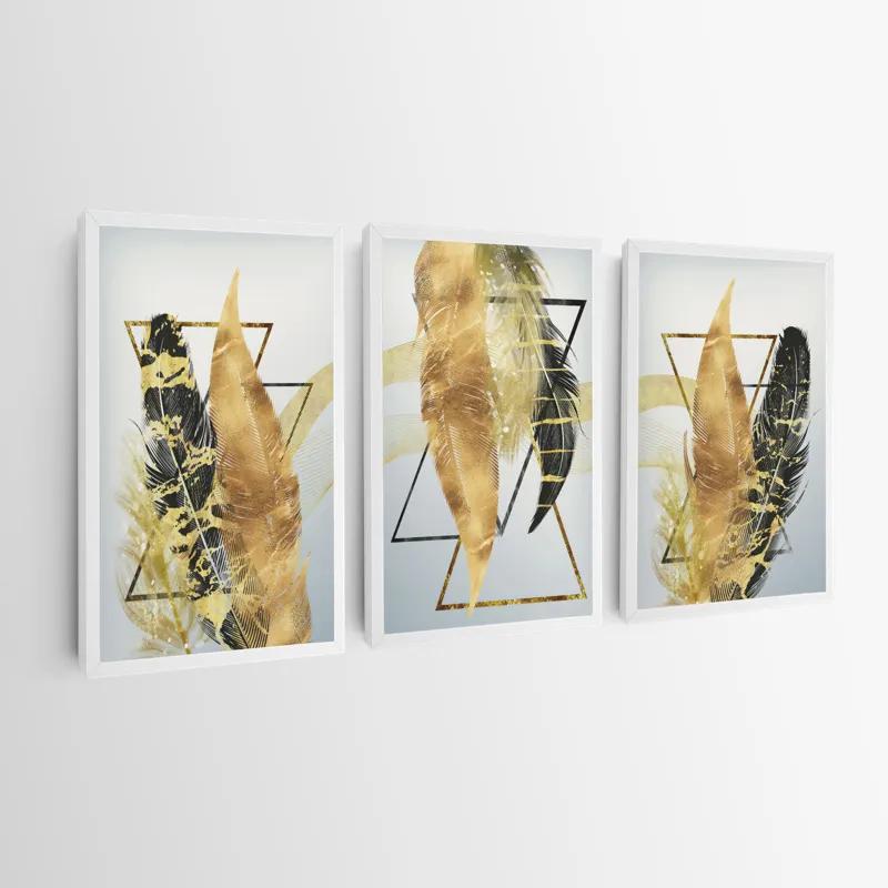 Tablou Multicanvas Blacknd Gold Feathears mockup 0