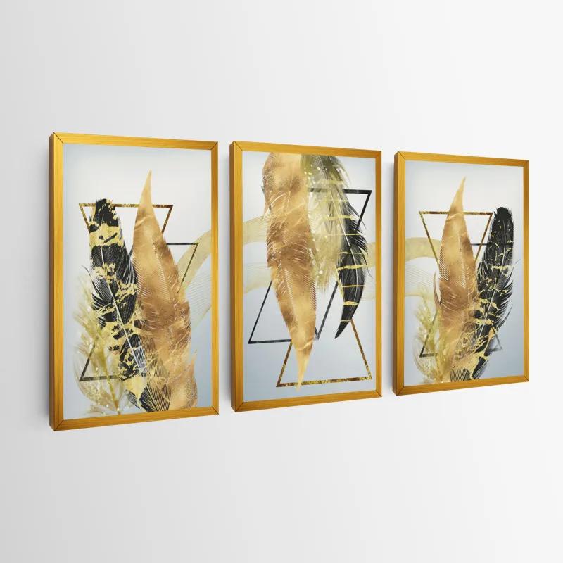 Tablou Multicanvas Blacknd Gold Feathears mockup 0