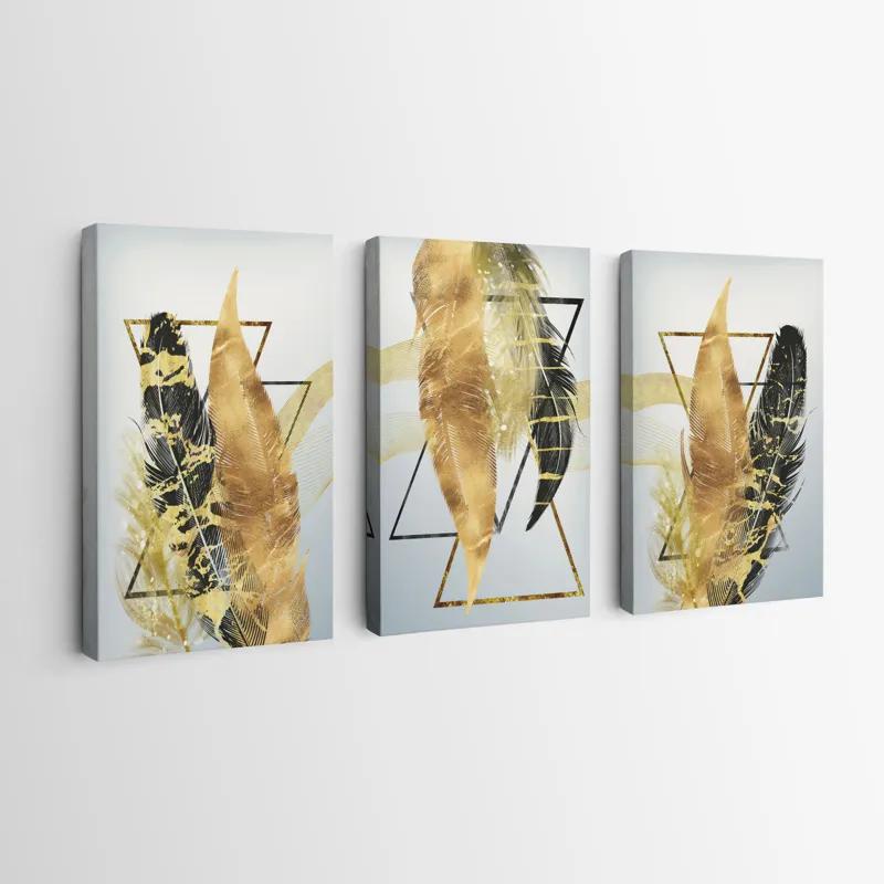 Tablou Multicanvas Blacknd Gold Feathears mockup 0