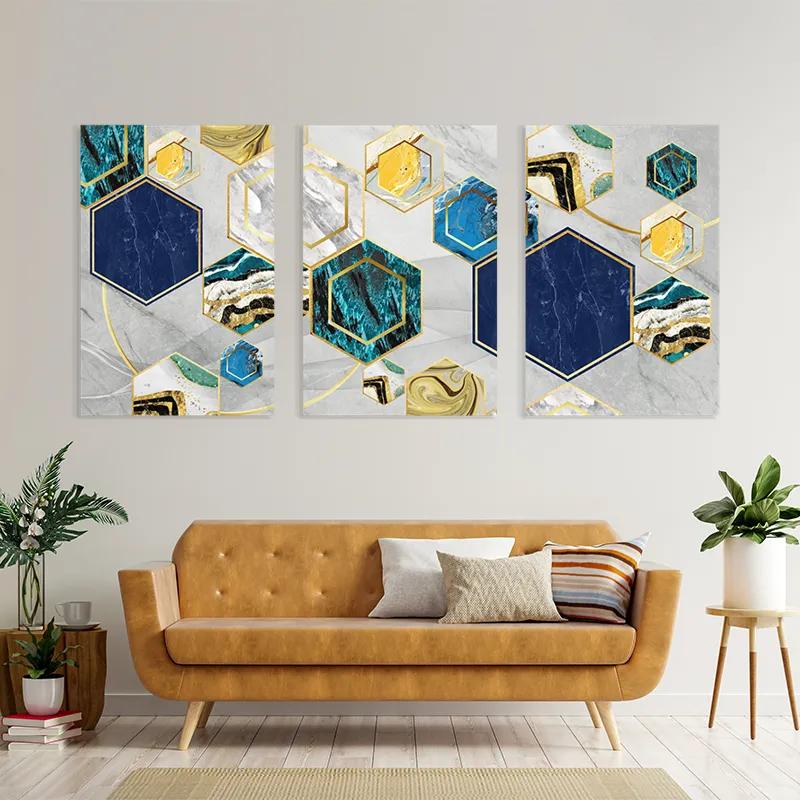 Tablou Multicanvas Marble Hexagon mockup 4