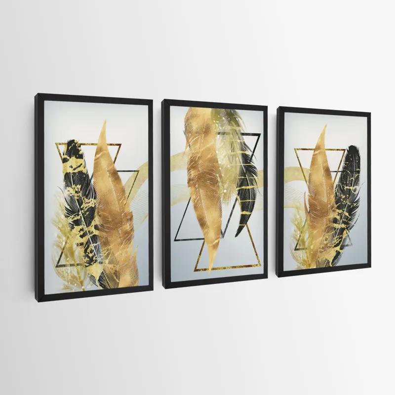 Tablou Multicanvas Blacknd Gold Feathears mockup 0
