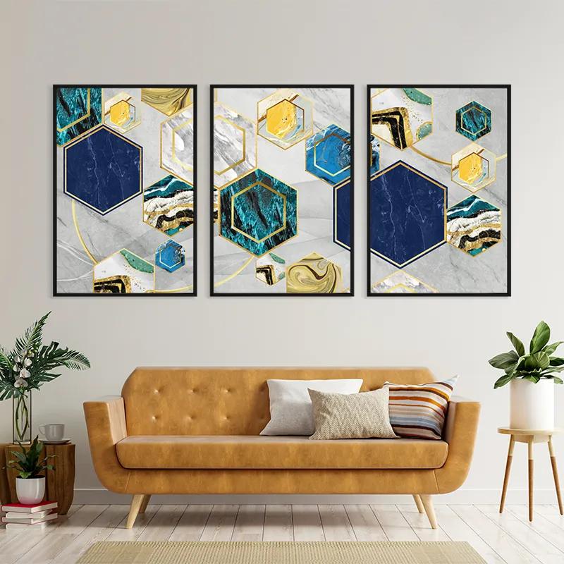 Tablou Multicanvas Marble Hexagon mockup 4