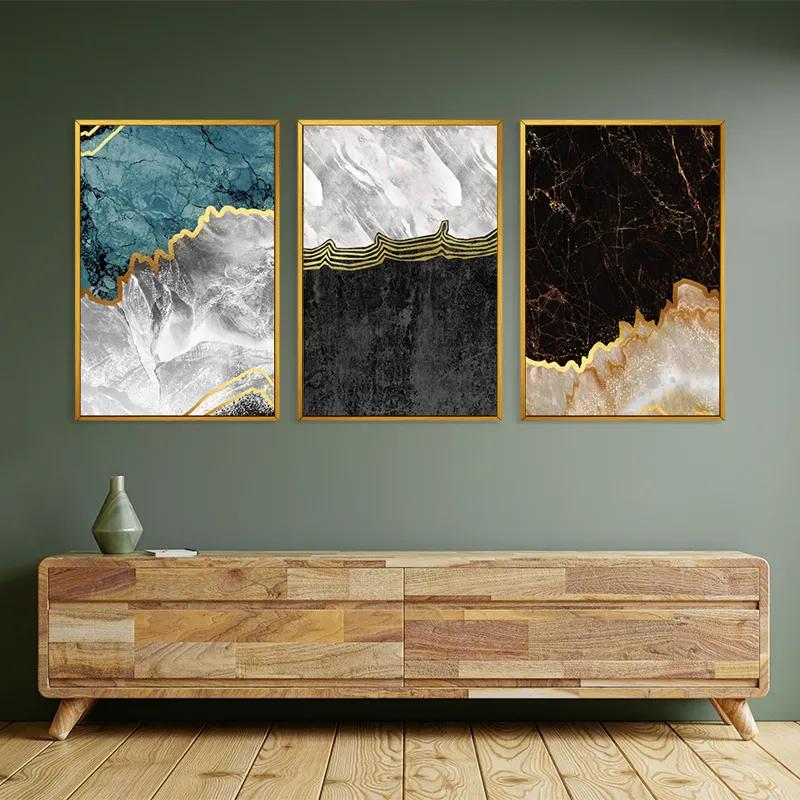 Tablou Multicanvas Abstract Silver Waves mockup 2