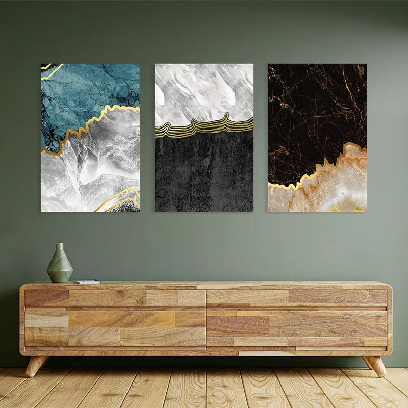 Tablou Multicanvas Abstract Silver Waves mockup 2