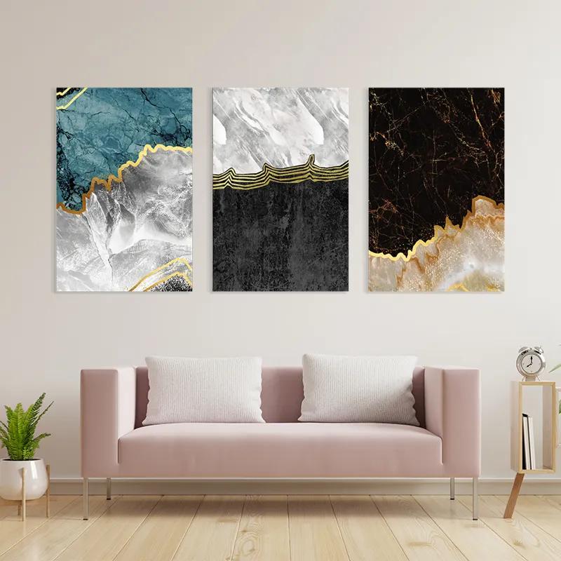 Tablou Multicanvas Abstract Silver Waves mockup 3