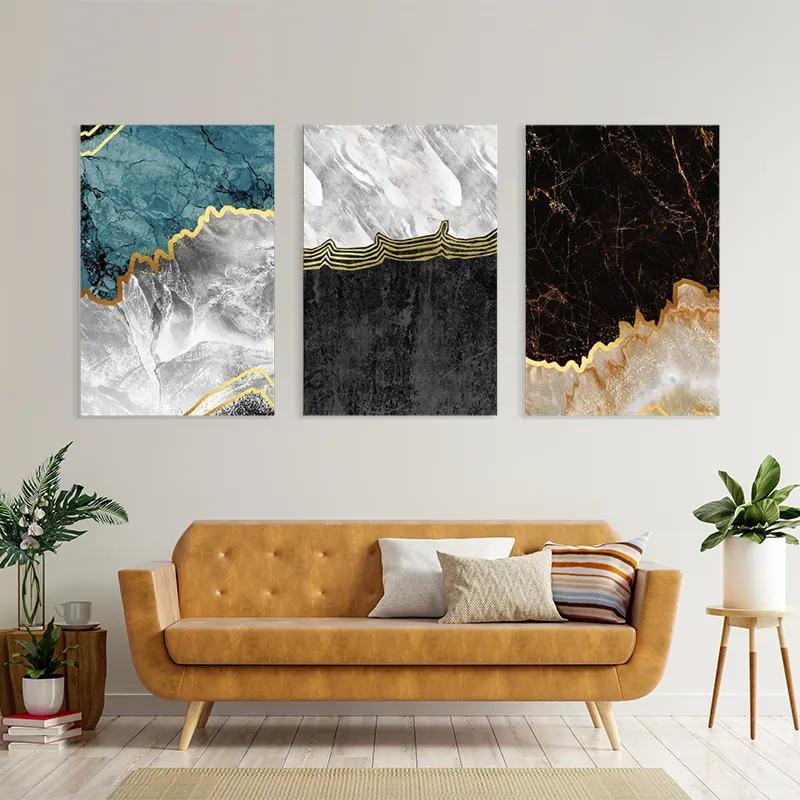 Tablou Multicanvas Abstract Silver Waves mockup 4