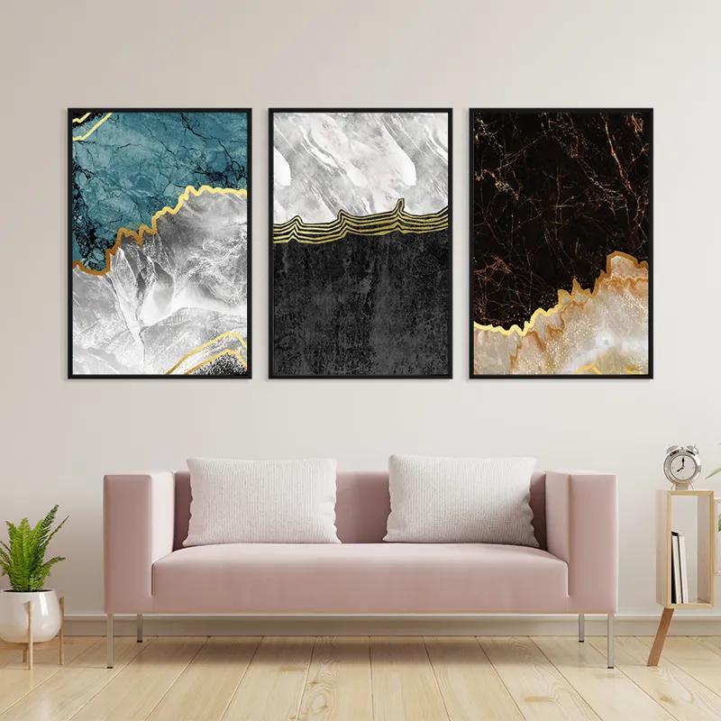 Tablou Multicanvas Abstract Silver Waves mockup 3