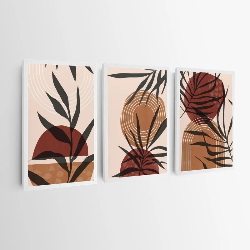 Tablou Multicanvas Grey Leaf Orange mockup 0