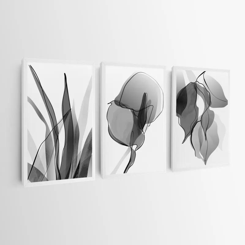 Tablou Multicanvas Grey Leaf Set mockup 0
