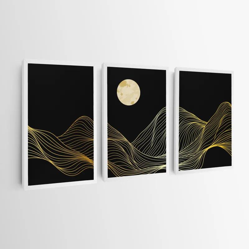Tablou Multicanvas Moon Gold Waves mockup 0