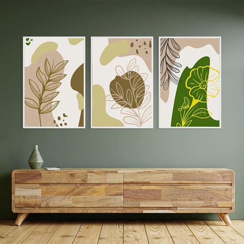 Tablou Multicanvas Brown Cream Leaf mockup 2