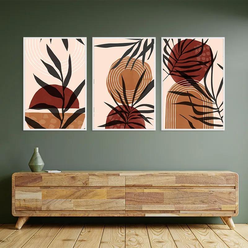 Tablou Multicanvas Grey Leaf Orange mockup 2