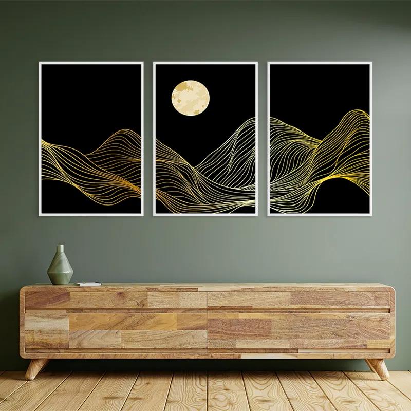 Tablou Multicanvas Moon Gold Waves mockup 2