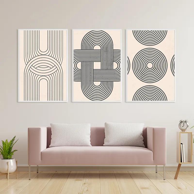 Tablou Multicanvas Geometric Cream Design mockup 3