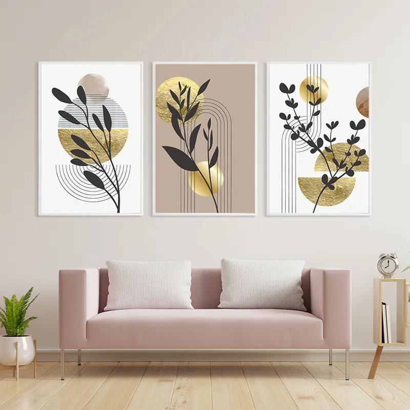 Tablou Multicanvas Goldrown Leaf mockup 3