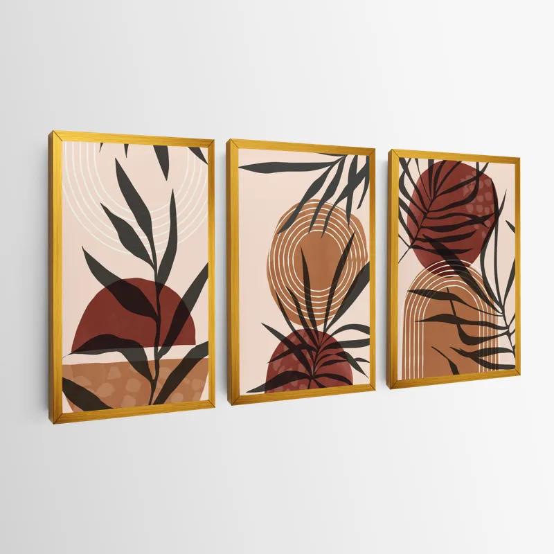 Tablou Multicanvas Grey Leaf Orange mockup 0