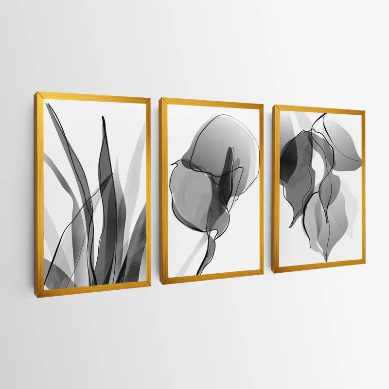 Tablou Multicanvas Grey Leaf Set mockup 0
