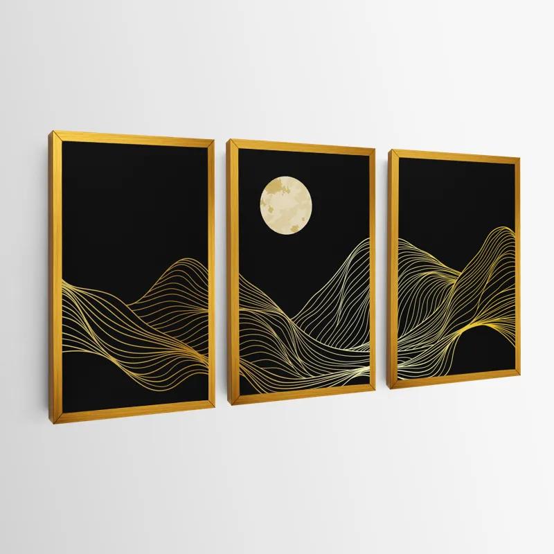 Tablou Multicanvas Moon Gold Waves mockup 0