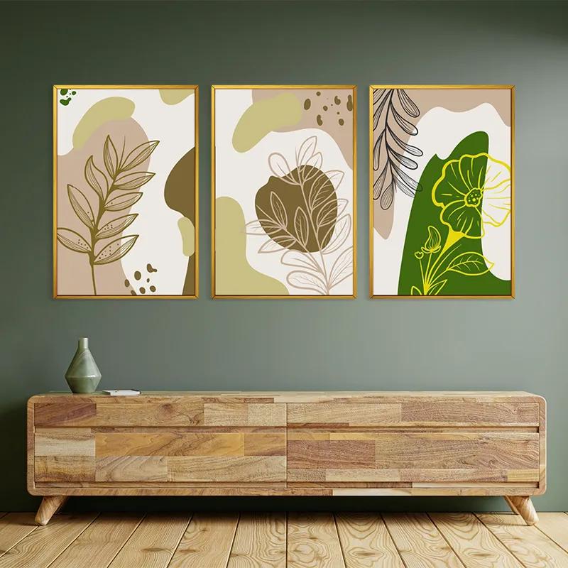 Tablou Multicanvas Brown Cream Leaf mockup 2