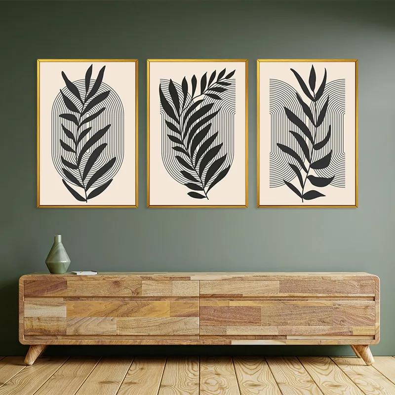 Tablou Multicanvas Dark Grey Leaf mockup 2