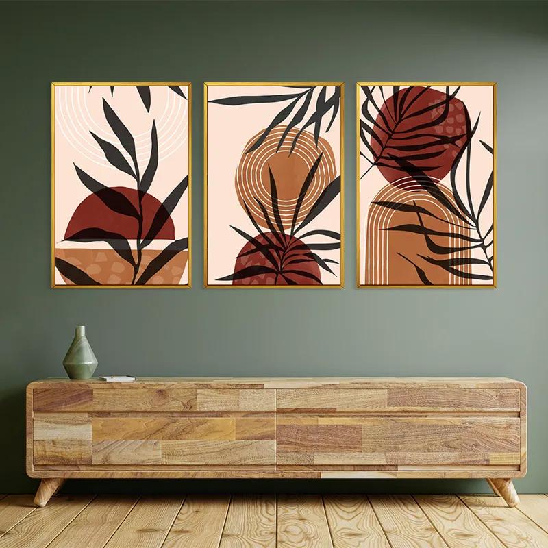 Tablou Multicanvas Grey Leaf Orange mockup 2