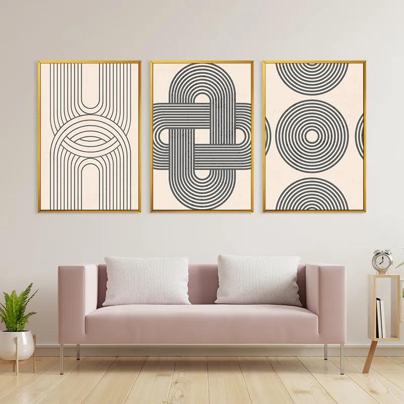 Tablou Multicanvas Geometric Cream Design mockup 3