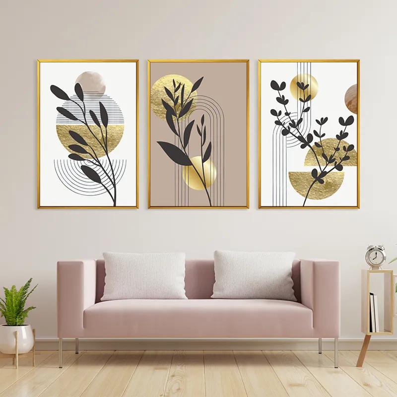 Tablou Multicanvas Goldrown Leaf mockup 3