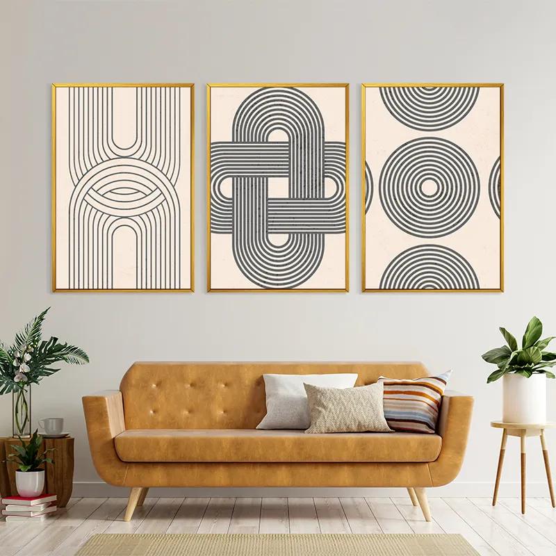 Tablou Multicanvas Geometric Cream Design mockup 4