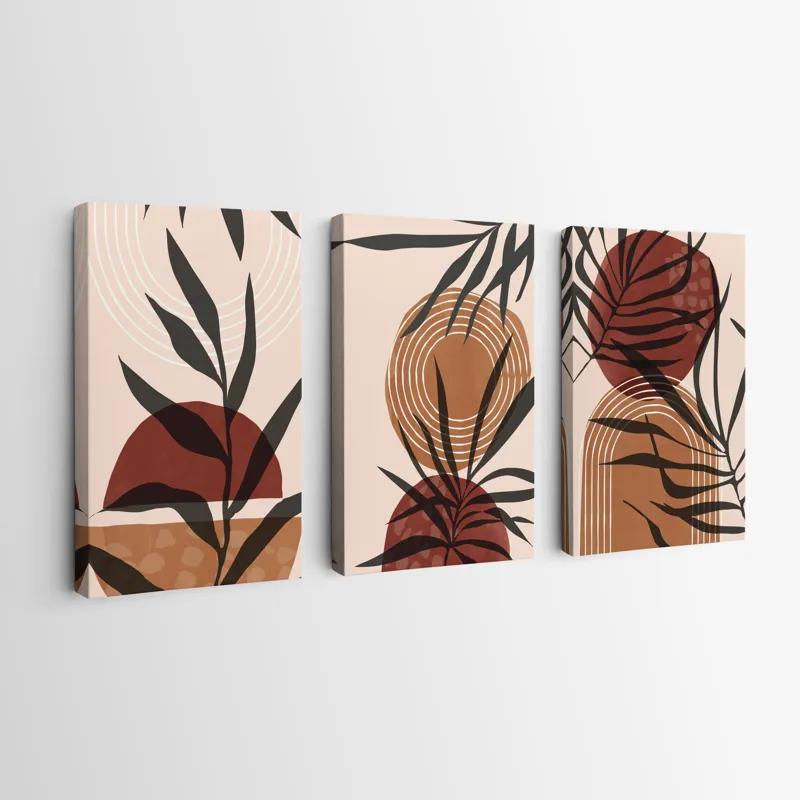 Tablou Multicanvas Grey Leaf Orange mockup 0