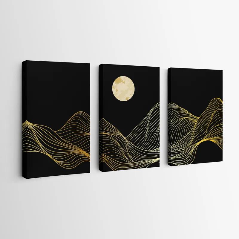 Tablou Multicanvas Moon Gold Waves mockup 0