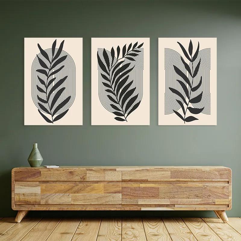 Tablou Multicanvas Dark Grey Leaf mockup 2