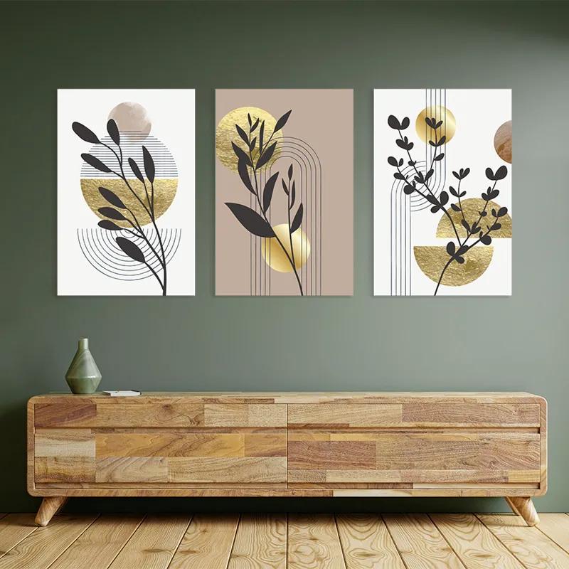 Tablou Multicanvas Goldrown Leaf mockup 2