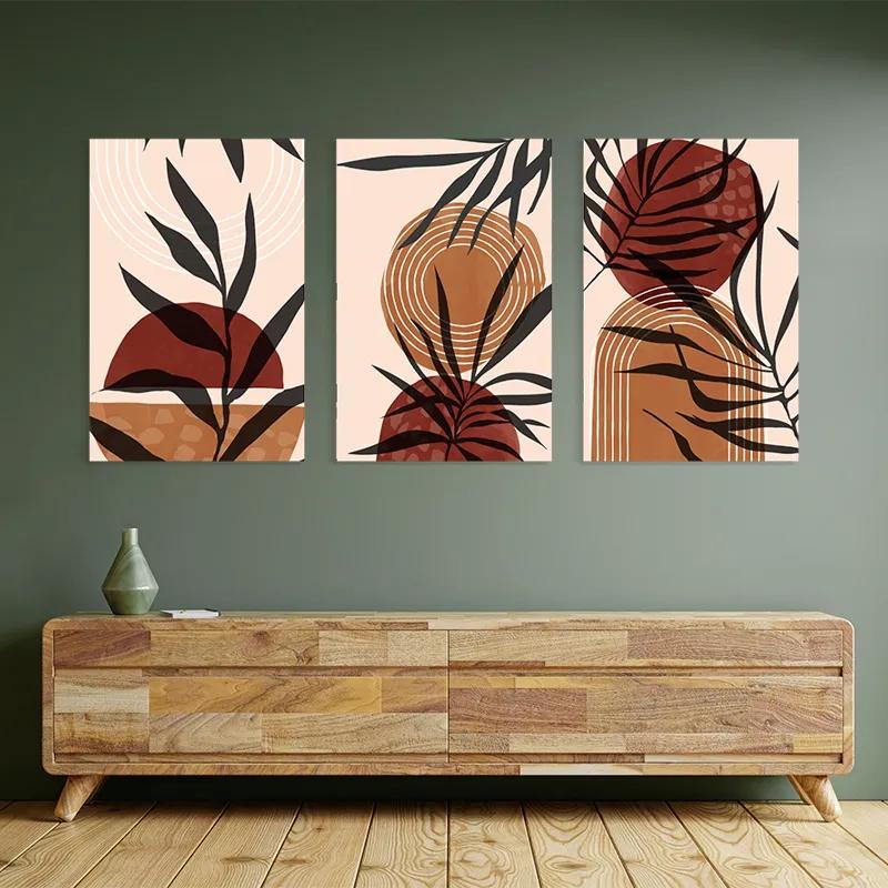 Tablou Multicanvas Grey Leaf Orange mockup 2