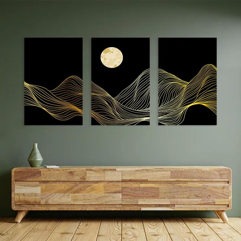 Tablou Multicanvas Moon Gold Waves mockup 2