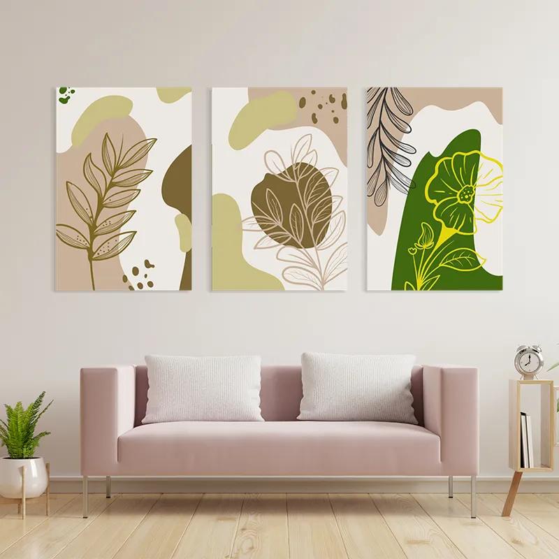 Tablou Multicanvas Brown Cream Leaf mockup 3