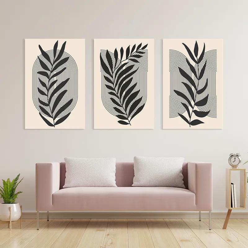 Tablou Multicanvas Dark Grey Leaf mockup 3